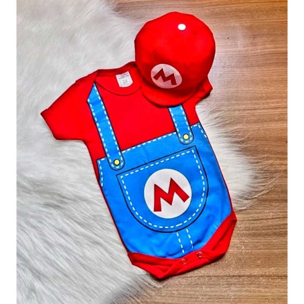 kIT Body SUPER MARIO BROSS e BOINA Temáticos Infantil Personagens ...