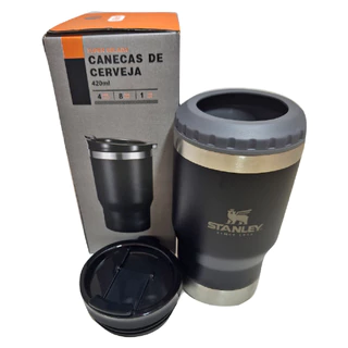 Copo Térmico Porta Latinha Long Neck Aço Inox Com Tampa Dupla Cerveja 420ml