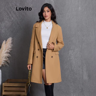 Lovito Casaco elegante com bolso duplo e liso para mulheres LBL13429