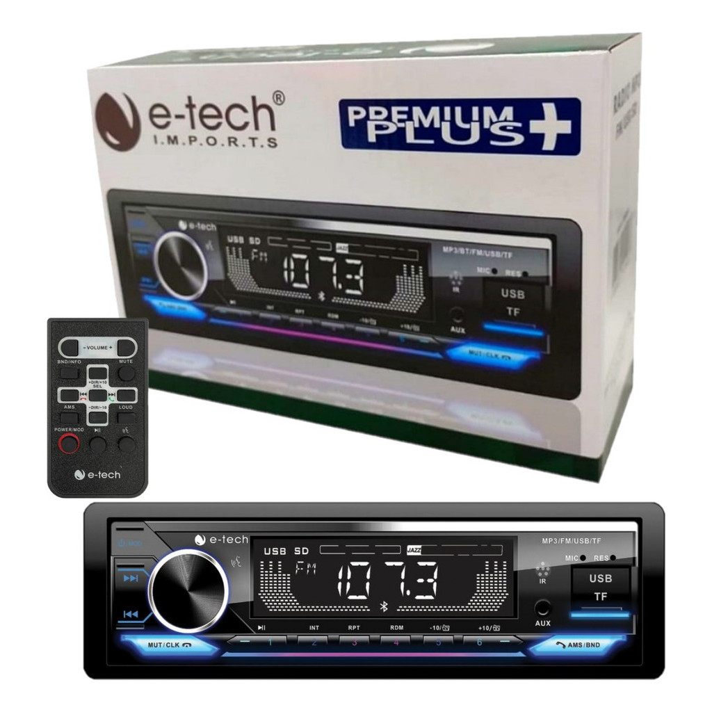 Radio Mp3 Automotiv E-tech Premium Plus Bluetooth Usb Aux Sd