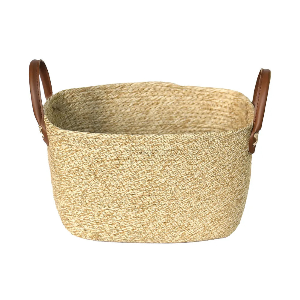 Cesto de Fibra Natural Mocca M C/ Alça 30x21x18cm p/ Organização Decoração 3024