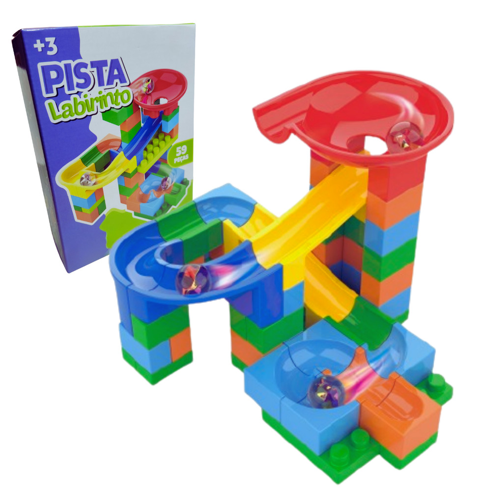 Pista de Bolinhas de Gude Labirinto 59 peças Blocos de Montar Brinquedo ...