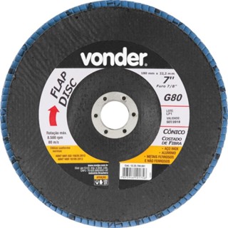 Disco de lixa flap disc cônico 7" com 5 peças - Vonder