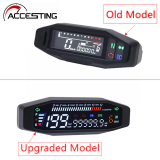 【 With Sensor 】 Upgraded Modelo Universal LCD Digital Motocicleta Velocímetro Odômetro Medidor De Óleo Tacômetro Medidores Elétricos De Bicicleta Motorizada