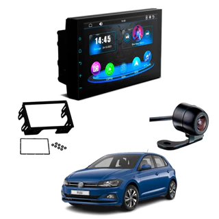 Central Multimídia CarPlay Android Auto Faaftech 7" + Câmera Ré Borboleta + Moldura Polo 2008 2009 2010 2011 2012 2013