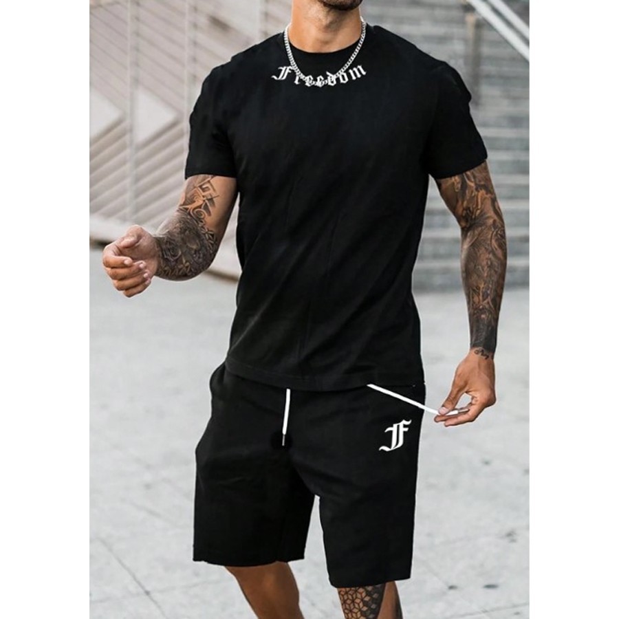 KIT Camiseta e Bermuda Masculina Freedom Casual Moderna | Shopee Brasil