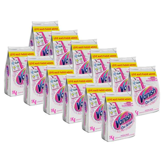 Tira Manchas em Pó Vanish Crystal White Oxi Action 1kg Refil Econômico para roupas brancas 12 Unidades