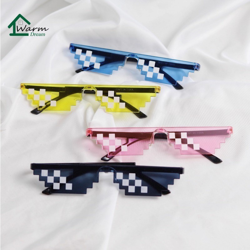 Óculos De Sol Retro Mosaico Square 2D Pixel Funny Sunglasses Para Homens Festa Feminina Moda