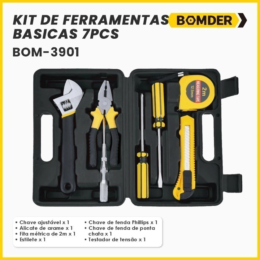 Kit Ferramentas com 7 Peças Maleta