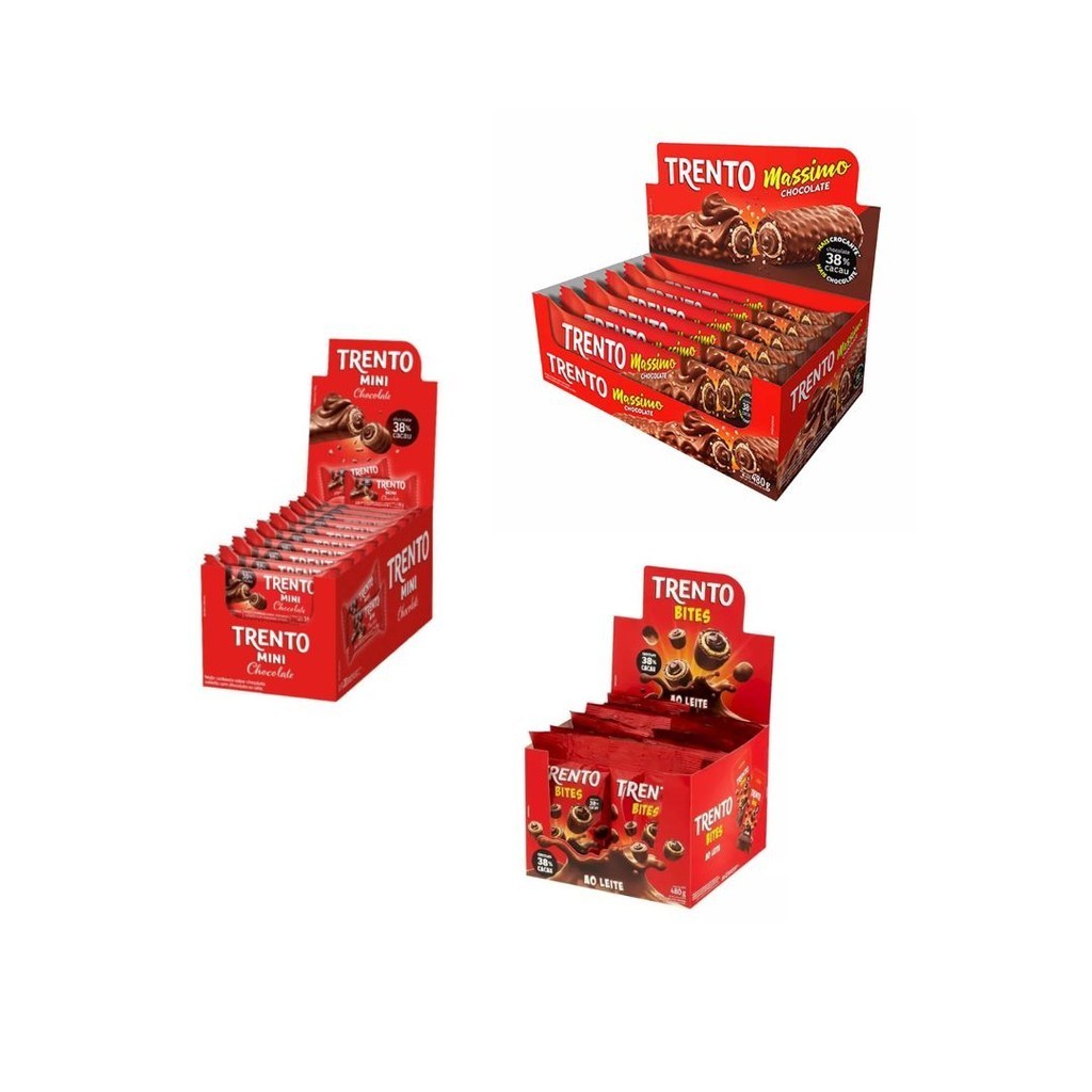 Kit Trento Ao Leite 3 Unidades - Mini / Massimo / Bites