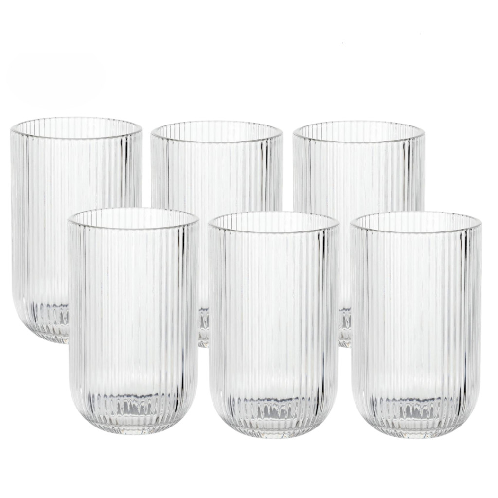 Kit Completo com 6 Copos de Vidro Cristalino - Mesa Elegante e Sofisticada