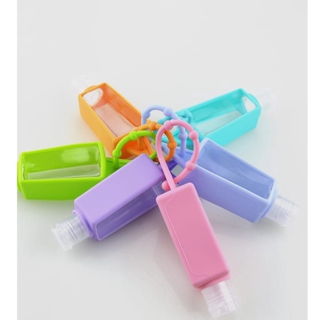 Kit 5 Porta Alcool Gel Coloridos com silicone Masculino Feminino