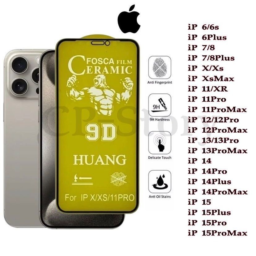 KIT Película Fosca Cerâmica Flexível 9D iPhone 6 7 8 X XR 11 12 13 14 PROMAX iPhone 15