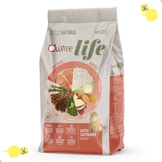 Ração Quatree Life Gatos Adultos Castrado Salmão e Arroz 3Kg Alimento Premium Especial Cat