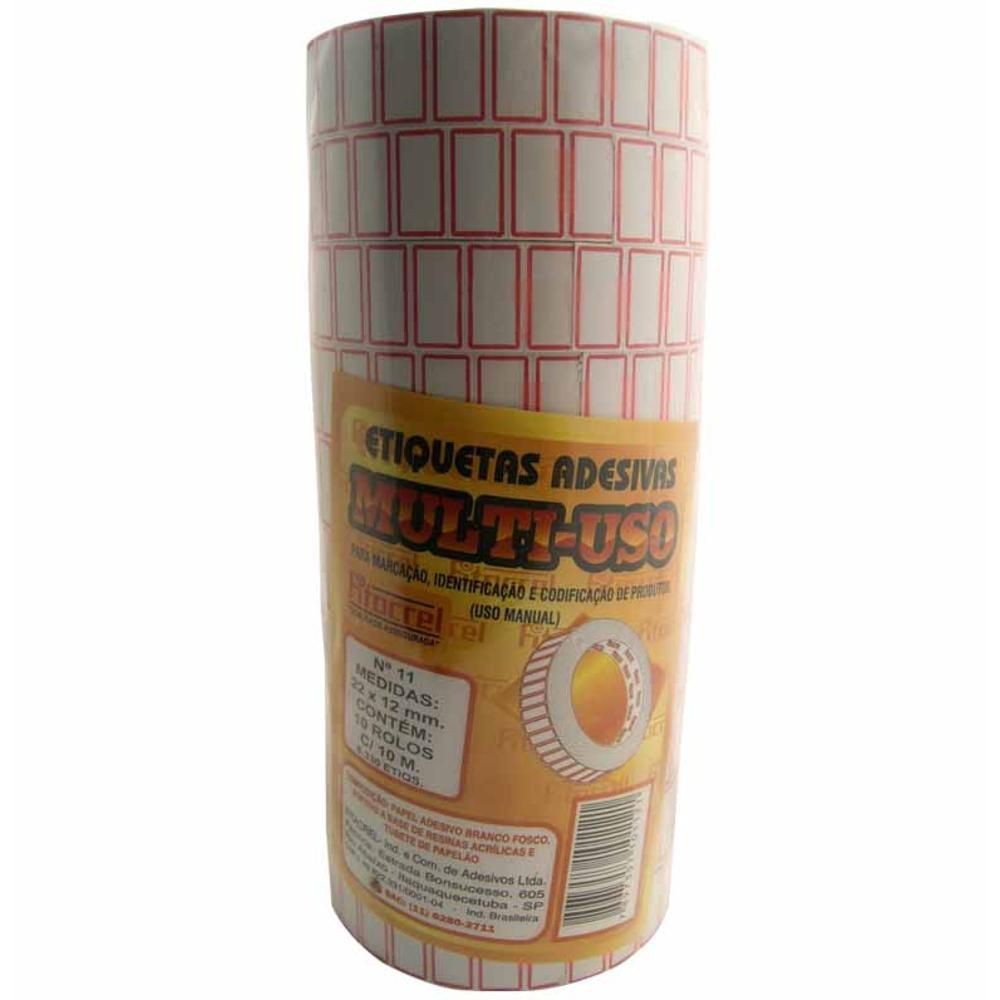 Kit 10 Rolos Etiqueta Adesiva Para Preço Nº11 22X12 - 8300 E