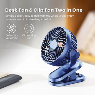 Mini Ventilador Portátil Recarregável , Rotação De 720 Graus , Silencioso Oscilante Automático Pessoal Para Carrinho De Bebê , Viagem Em Casa