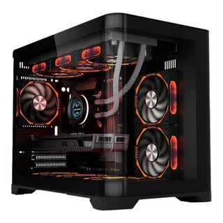 GABINETE LIKETEC GAMER MADNESS PRETO CUBODESIGN M-ATX FRONTAL VIDRO CURVO SEM FAN