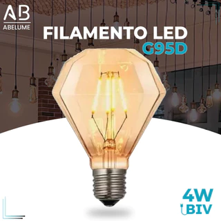 Lâmpada Filamento LED G95D 4W E27 LUZ QUENTE (AMARELO) Âmbar Retrô Vintage 110V~220V | Bivolt