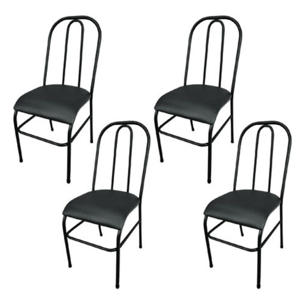 Jogo 4 Cadeiras Tubular Jantar Ferro/Aço C/ Estofado Reforçadas, Modernas Conjunto Kit Avulsas Para Cozinha
