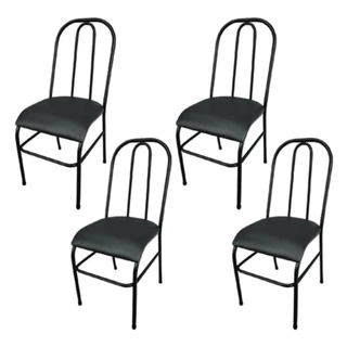 Jogo 4 Cadeiras Tubular Jantar Ferro/Aço C/ Estofado Reforçadas, Modernas Conjunto Kit Avulsas Para Cozinha