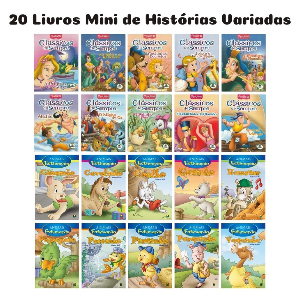 20 Livros Infantis de Histórias Clássicas Mini Clássicos de Sempre / Animais de Estimação Variadas Todolivro
