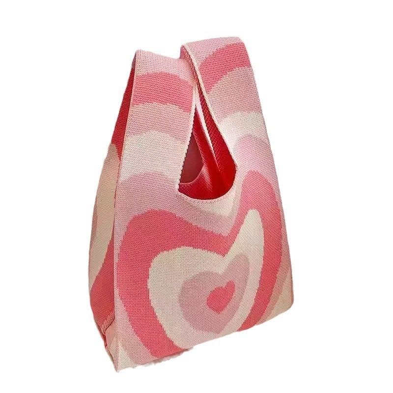 Bolsa Feminina De Malha , Casual Mini Bolsa Portátil Tote Saco De Presente Padrão Fofo