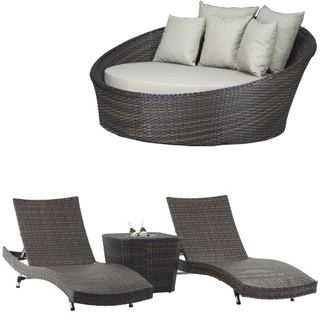 2 Espreguiçadeiras Bona e Mesa Grécia com Chaise em Alumínio - Piscina, Jardim, Área - Trama Original