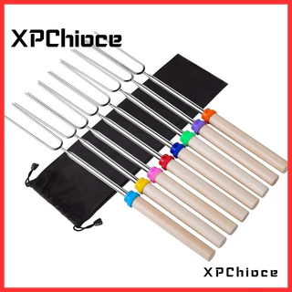 Palitos para assar marshmallow de 4 pçs / 8 pçs com alça de madeira espetos de churrasco extensíveis para camping piquen