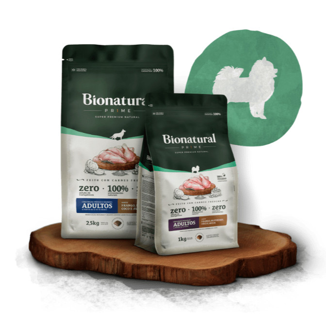 Ração Bionatural Prime Super Premium Cães adultos raças pequenas 1kg ...