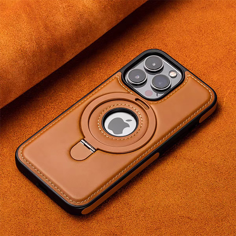 Capa Magnética De Couro De Luxo iPhone 15 14 13 12 11 Pro Max Original Compatível Magsa Suporte Dobrável Embutido