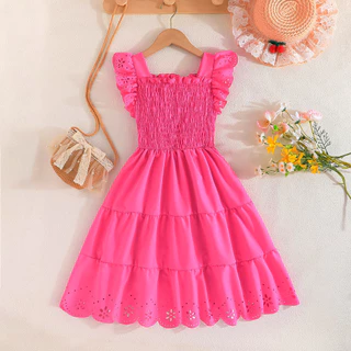Vestido De Bebê Menina Crianças 8-16 Snos Moda Verão Sem Manga Vestidos De Princesa Infantil