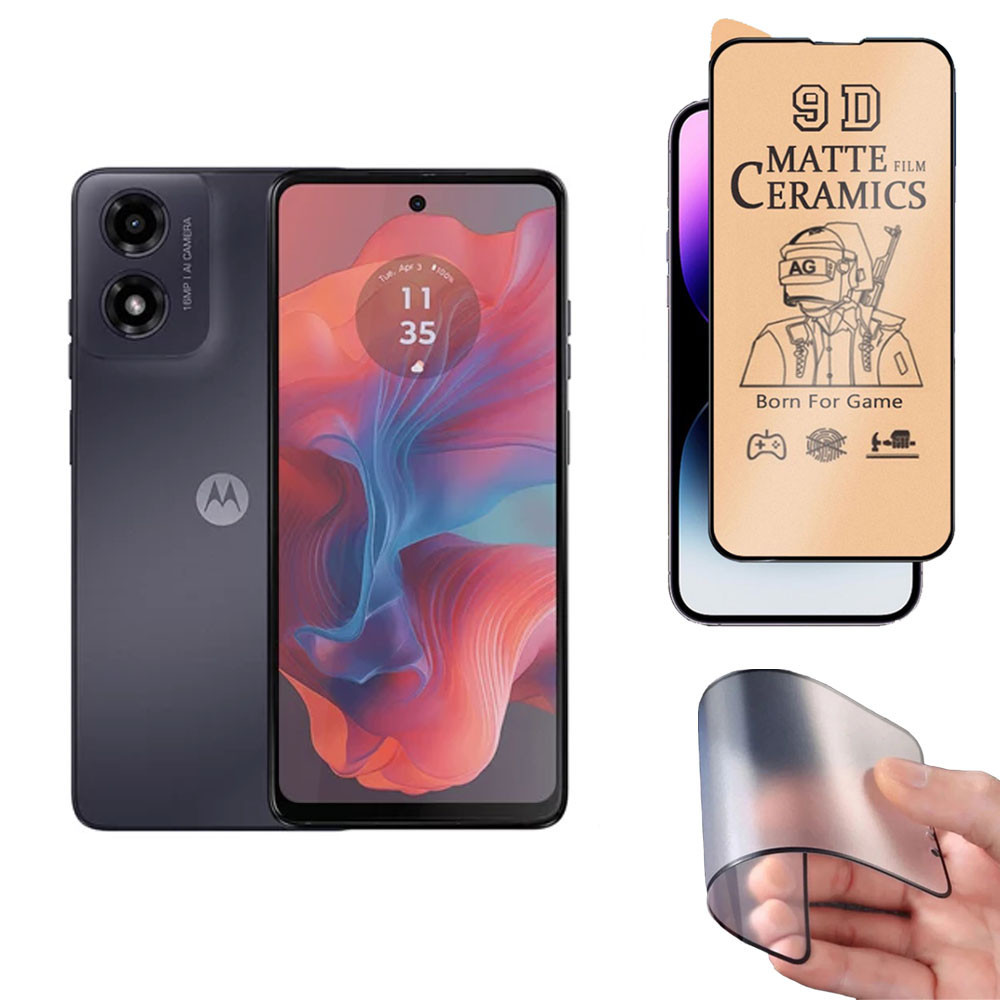 Película Protetora Cerâmica Fosca Matte Transparente Anti Reflexo 9D Motorola Moto G04