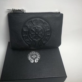 Chrome Hearts Corações Cromados Carteira / Carteira de Corações Cromados Bolsa de Moedas de Moda Preta / Saco de Armazenamento da Série de Impressão de Padrões Escuros