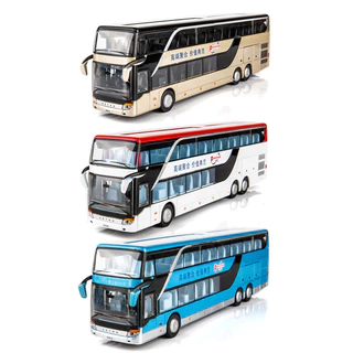 MODELO DE ÔNIBUS DE LIGA PARA CRIANÇAS, ALTA QUALIDADE, DIECASTS DE METAL, SIMULAÇÃO, LUXO ÔNIBUS TURÍSTICO DUPLO, BRINQUEDOS DE CARRO, 1:50