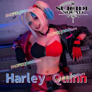 - JINN-Harley Quinn Cosplay DC Anime Suicide Squad ISEKAI Acessórios De Roupa Sexy Uniformes Vermelhos Peruca Vermelha Conjuntos Completos Os Trajes De Carnaval De Menina Palhaço