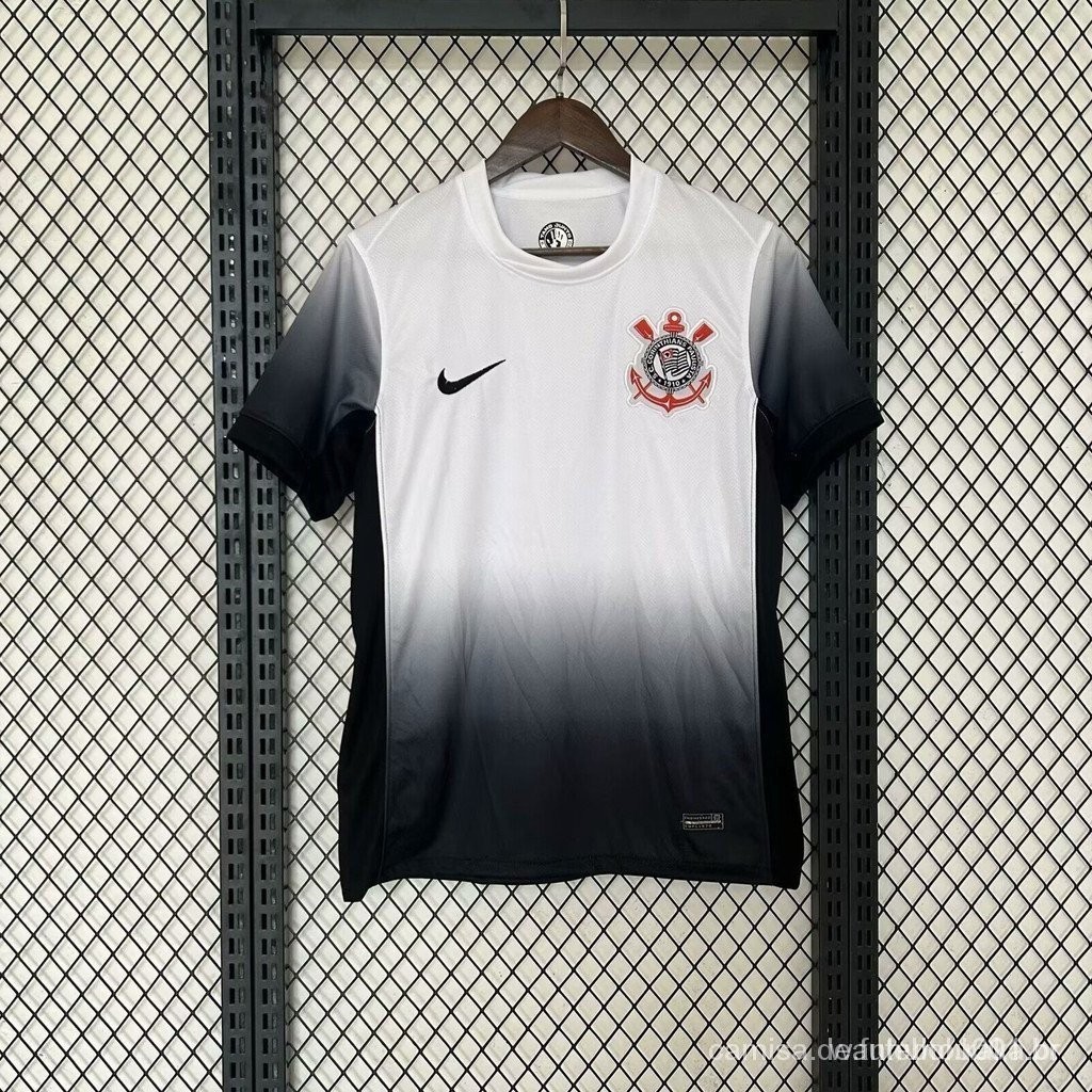 Camisa de Futebol 24/25 C-S Corinthians Home Jersey 2024/2025 Camisa Esportiva Preto Branco Masculina PNDJ