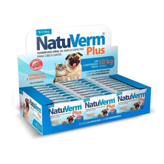 Kit 24 Vermicida e Giardicida Natu Verm Plus 660mg Caes e Gatos