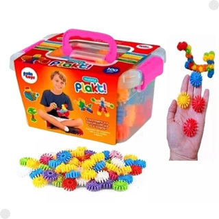 Maleta Plakt Formas De Montar Coloridas Infantil 100 Peças 1292B - Pakiplast