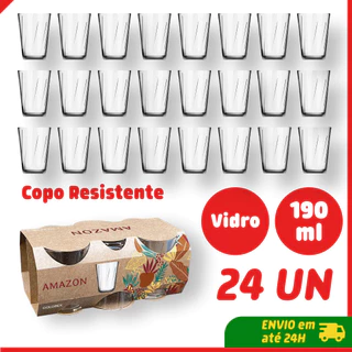 Jogo 12/24 Copos De Vidro 190ml Amazon Nadir Figueiredo