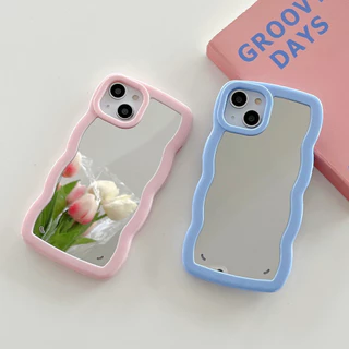 Capa De Celular Espelhada Ondulada Para Samsung Galaxy A15 A55 A35 A05s A14 A54 A34 A13 A23 A53 A73 A33 A12 A52 A32 A72 5G 4G À Prova De Choque Macaron Candy Cor Silicone Macio