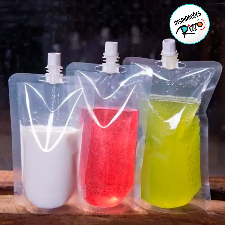 Saco Plástico com Tampa para Bebidas - 300ml - 11x17cm - 6 unidades - Rizzo