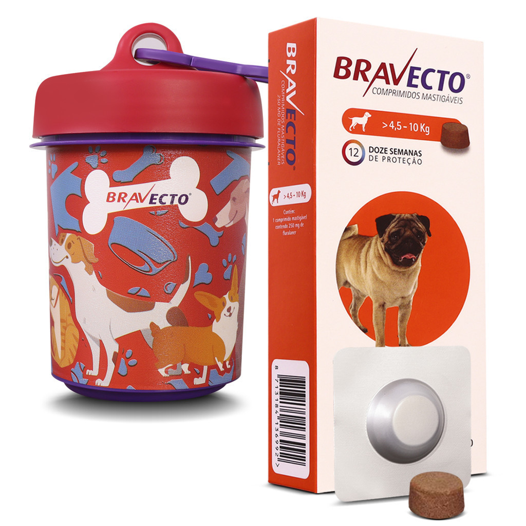 Bravecto Antipulgas E Carrapatos 4,5 A 10kg + Porta Petisco