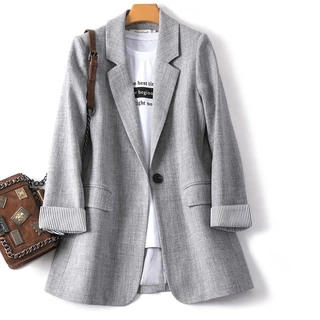 Plus Size Blazer Feminino Alfaiataria Social Slim Casual Pequeno Cor Lisa Para Outono/Inverno/Primavera em Promoção na Shopee Plus Size Blazer Feminino Alfaiataria Social Slim Casual Pequeno Cor Lisa Para Outono/Inverno/Primavera