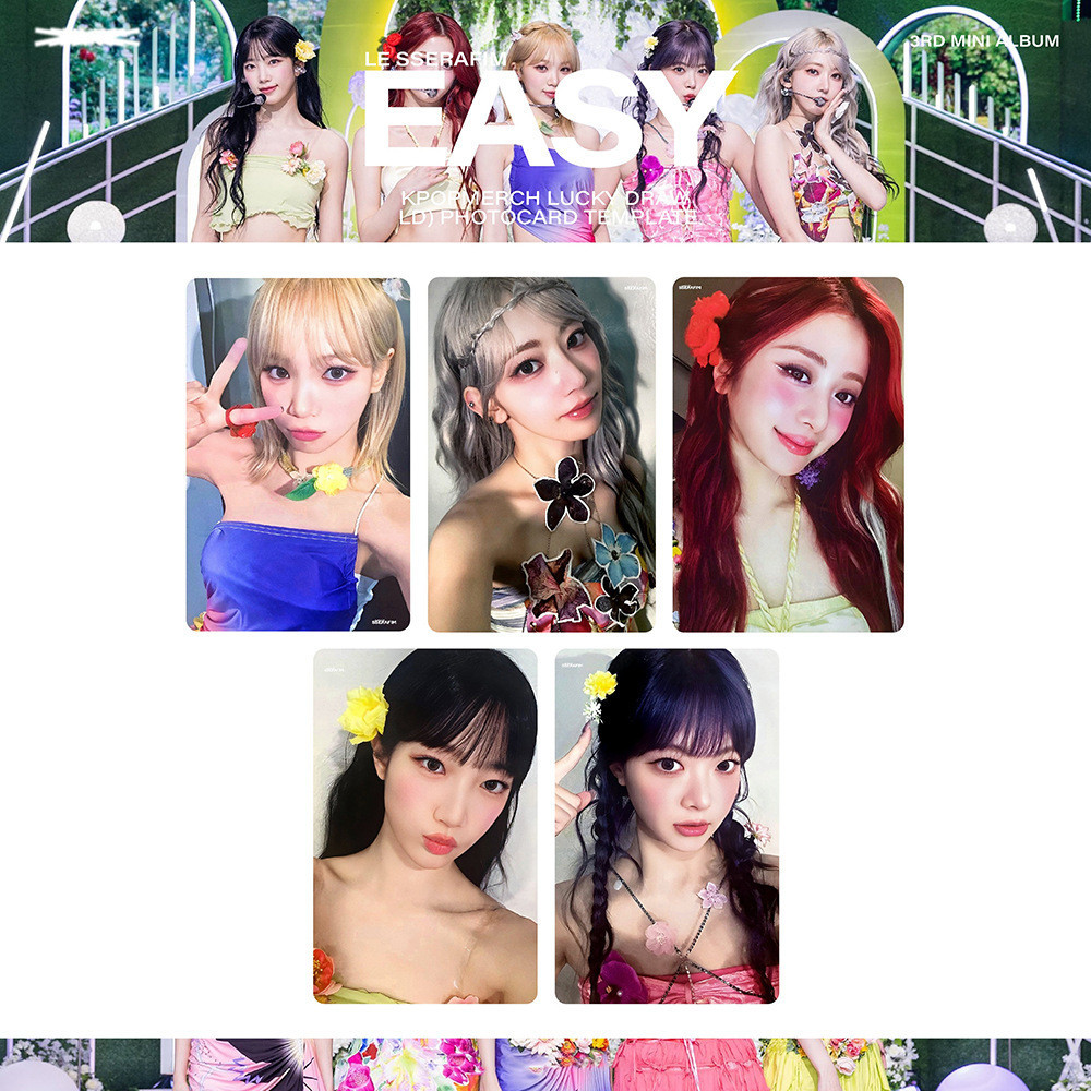 1-5pcs/set LE SSERAFIM 3rd mini Album EASY Photocards K4 POP 1-5pcs/set LE SSERAFIM 3rd mini Album EASY Photocards K4 POP