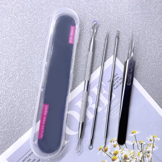 Mollie Lipper Aço Inoxidável Acne Cravo Remoção Kit Mancha Espinha Extrator Removedor Agulhas Profissional Rosto Cuidado