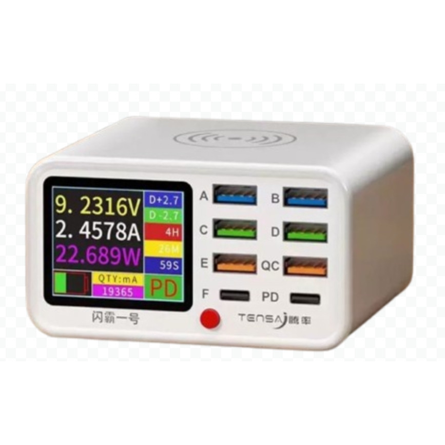 Carregador USB Multiporta QC3.0 PD20W Rápido Sem Fio Display Carregamento Rápido Inteligente