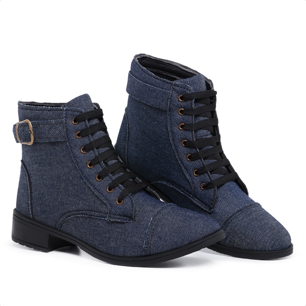 Bota Coturno Casual Feminina de Amarrar Fivela Casual | Shopee Brasil