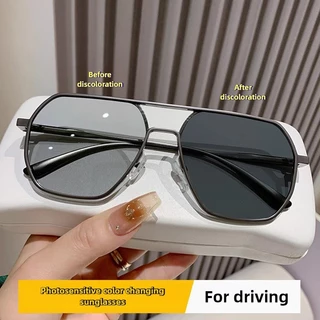 2025 Óculos De Sol Fotocromáticos Polarizados UV400 Estilo Piloto Tons Lentes Que Mudam De Cor Para Homens Condução Anti
