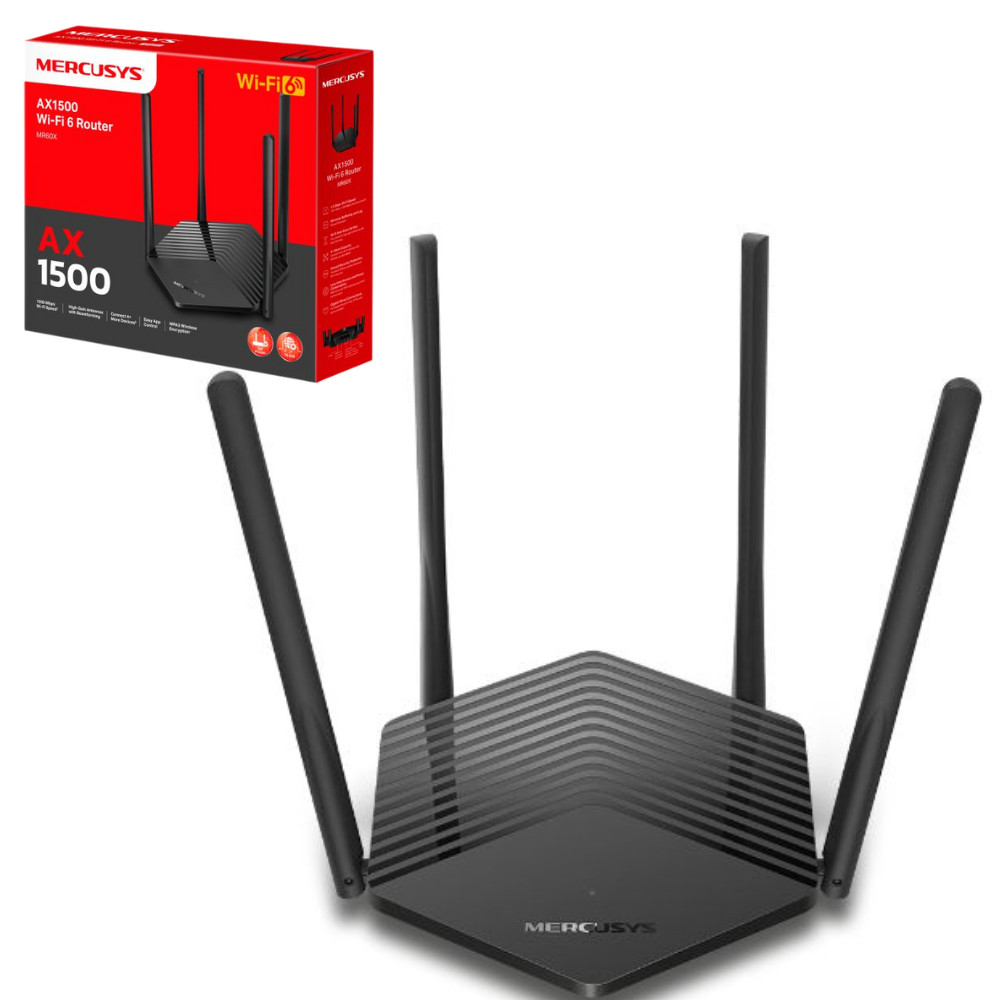 Roteador Wi-Fi 6 Gigabit Dual Band EasyMesh AX1500 MR60X - MERCUSYS