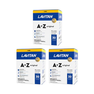 Leve 3 unidades Lavitan AZ Original Suplemento Vitamínico Cimed 60 Comprimidos